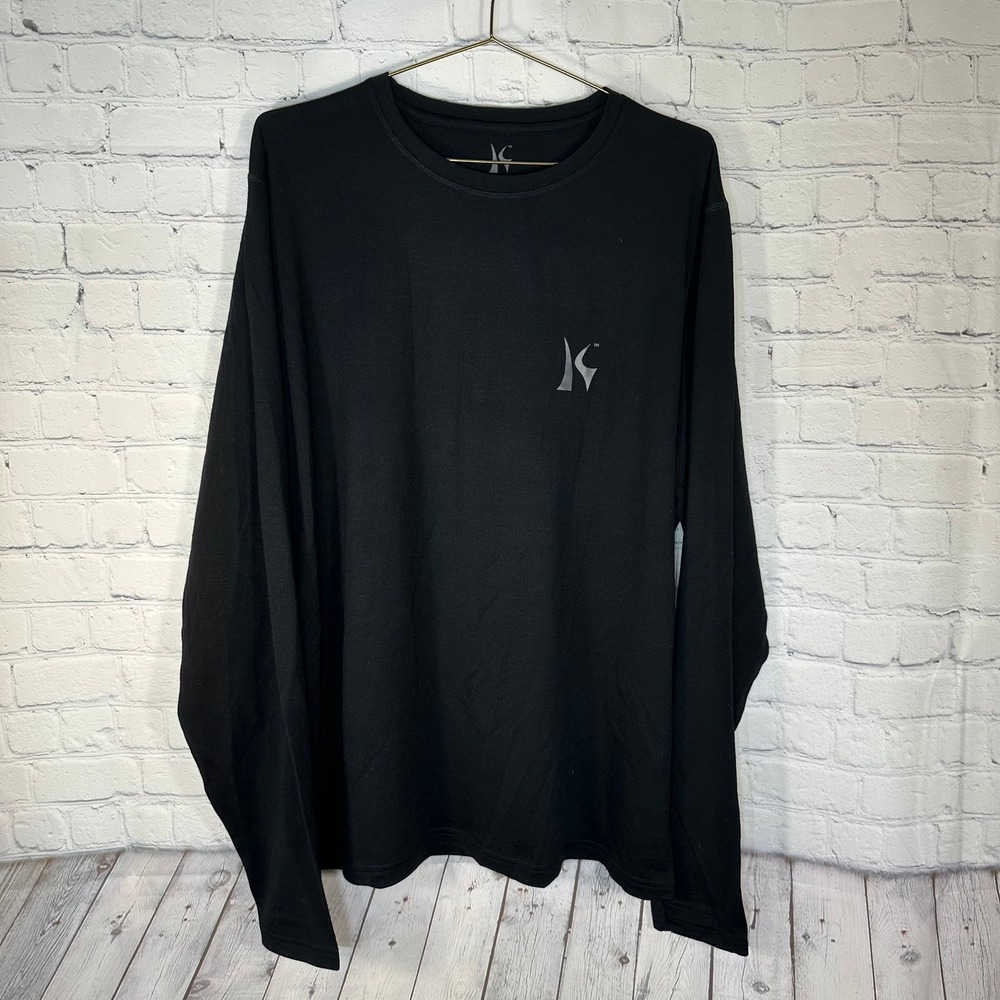 Killik Mens 2XL Black 100% Merino Wool Long Sleeve Crewneck Base Layer Top